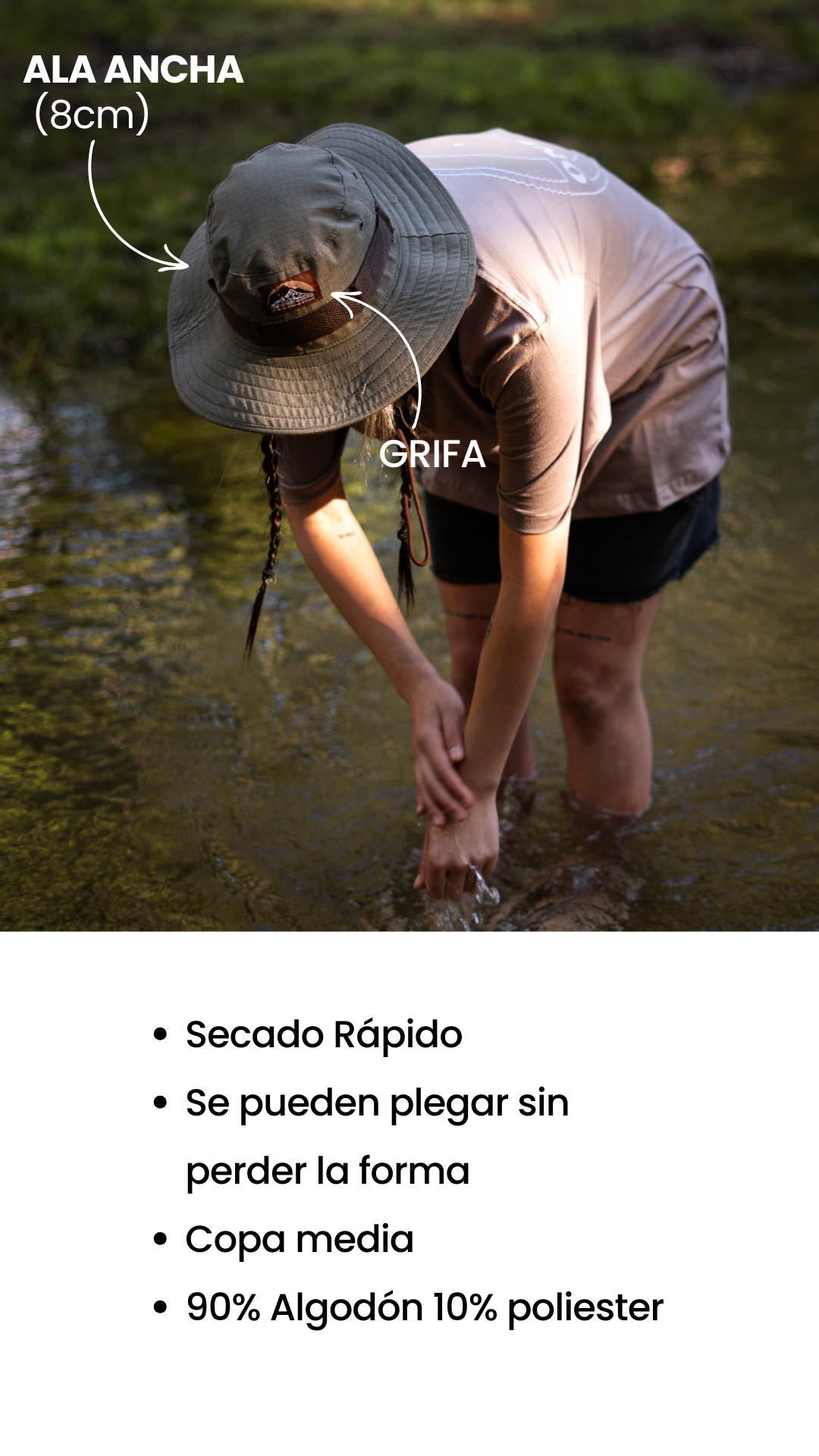 GRIFA Secado Rápido  Se pueden plegar sin perder la forma  Copa media 90% Algodón 10% poliester ALA ANCHA (8cm)